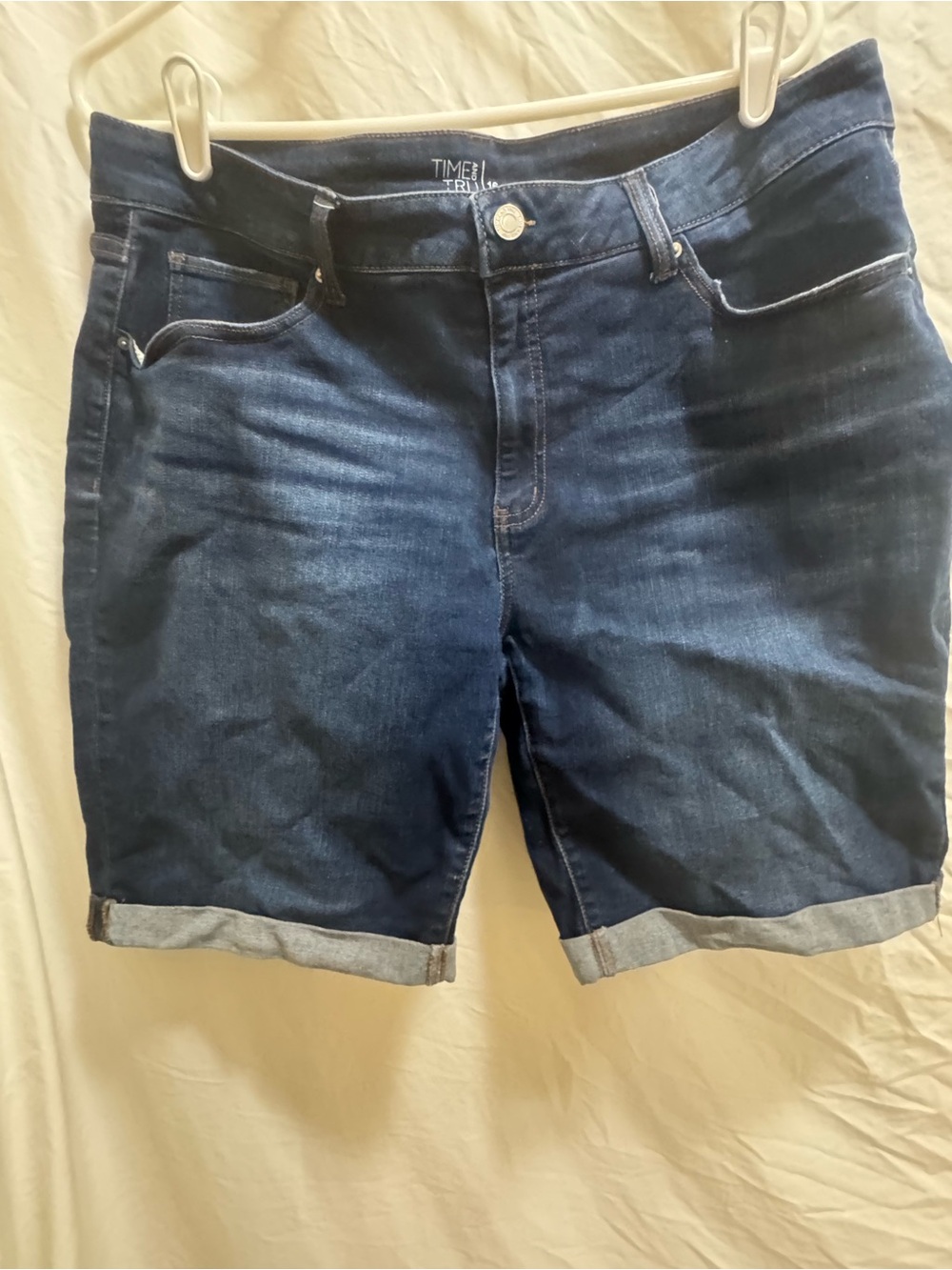 Dark Blue Denim Roll-Cuff Women’s Shorts